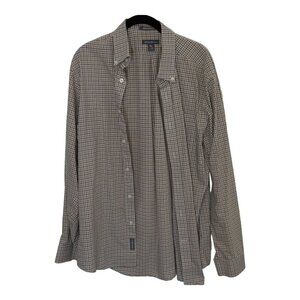 Eddie Bauer Wrinkle Free Relaxed Fit Brown Plaid Button‎ Down Sz M